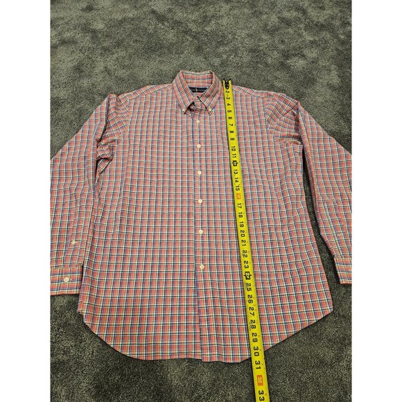 Ralph Lauren Men's Plaid Red Long Sleeve Button-Up Shirt Size L Cotton - Picture 2 of 8